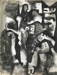Figure Composition, vers 1951 (encre et lavis sur papier)