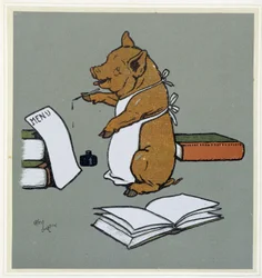Cochon composant un menu
