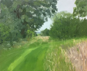 Par la brèche, près de Charlbury 2021 (huile sur toile)
