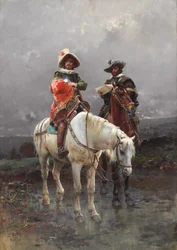 Un cavalier sur un cheval blanc