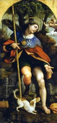 San Rocco (Saint Roch). Peinture de Cesare da Sesto (1477 - 1523). Milan, Museo del Castello.