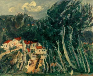 Ch. Soutine, Village à gauche, Arbres à droite