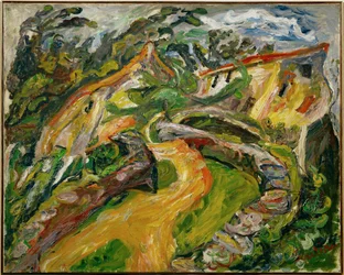 Paysage avec route montante (peinture sur toile)