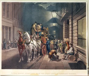 Départ des courriers royaux de la poste, Lombard Street