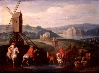 Paysage avec un moulin à vent