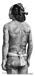 Homme japonais avec un dos tatoué, 1895