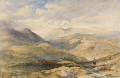 Paysage des Highlands avec personnages