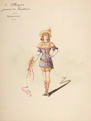 Costume Design for 4 Villageois jouant au hautbois [a], Descriptive Sheet of Costume
