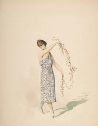 Conception de costume pour une jeune fille drapée de blanc, n.d.