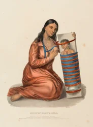 CHIPPEWAY WOMAN  CHILD, tiré de History of the Indian Tribes of North America (Histoire des tribus indiennes d