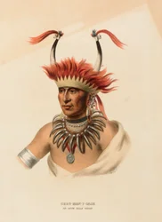 CHON-MON-I-CASE. AN OTTO HALF CHIEF, tiré de History of the Indian Tribes of North America (Histoire des tribus indiennes d