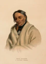 META-KOOSEGA. A CHIPPEWAY WARRIOR, extrait de History of the Indian Tribes of North America (Histoire des tribus indiennes d