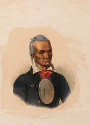 VESTE ROUGE. CHEF DE GUERRE SÉNÉCA.
