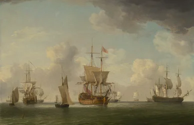 Navires anglais sous voile par une brise très légère