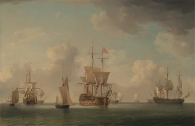 Navires anglais sous voile par très légère brise