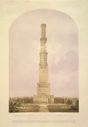 Conception pour convertir le Crystal Palace en une tour de 1000 pieds de haut, pub. par Ackermann und Co., 1852