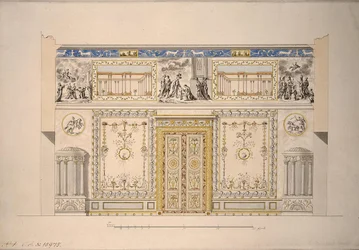 Conception pour le salon jaune du hall de Lyon dans le Grand Palais de Tsarskoïe Selo, début des années 1780