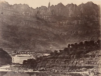 Monserrat, vue générale de la montagne depuis Monistrol, 1860