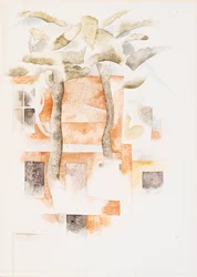 Maisons vues à travers les arbres, 1918