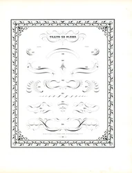 Plume calligraphiée avec bordure à motif de chaîne (impression)
