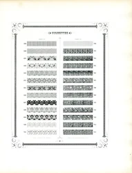 Catalogue de spécimens de bordures décoratives et de lignes ornementales (imprimé)