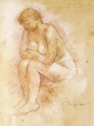 Nue assise