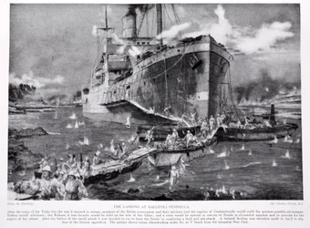 Le débarquement à la péninsule de Gallipoli, illustration de 