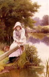Fille pêchant