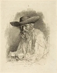 Vieil homme avec une gamelle