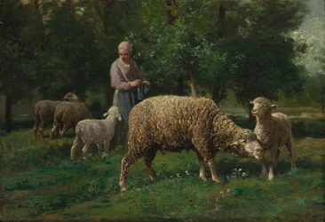 Bergère avec moutons, vers 1876