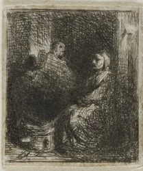 Femme vendant de la nourriture frite
