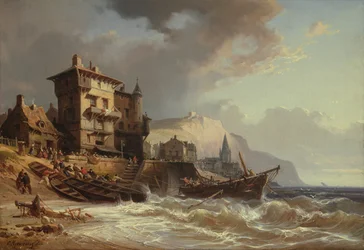 Halage des bateaux sur la côte de Bretagne, 19ème siècle