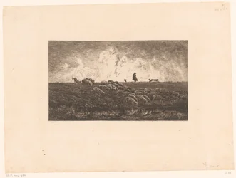 Paysage avec berger et moutons sous une averse