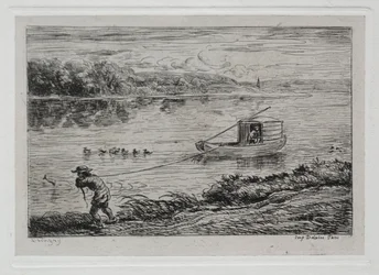 Le voyage en bateau : garçon de cabine tirant la corde, 1861