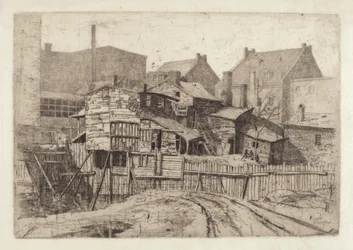 Maison en bois sans titre en ville, années 1880