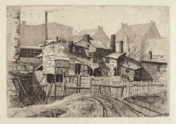 Maison en bois sans titre en ville, années 1880