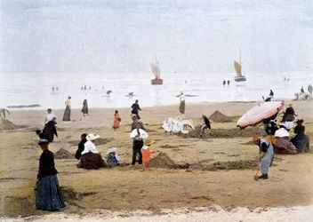 À marée basse. Gravure de Gillot, vers 1900.