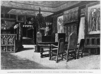 Maisons de Victor Hugo, le salon à Hauteville House à Guernesey, le fauteuil de l