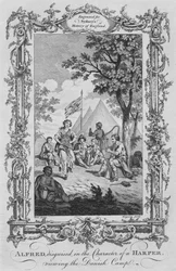 Alfred, déguisé en harpiste, observant le camp danois, 1773