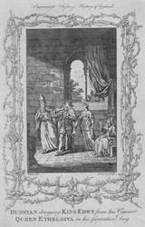 Dunstan arrachant le roi Edwy à son épouse, la reine Ethelgiva, le jour de son couronnement, 1773.