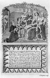 Earl Rivers présente son livre au roi Édouard IV, vers 1477 fin 18e ou début 19e siècle