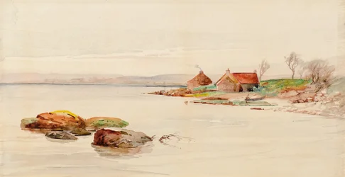 Scène côtière avec cottages