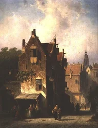 Scène de rue avec des personnages