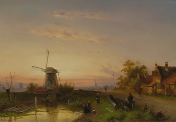 Moulin à vent au coucher du soleil
