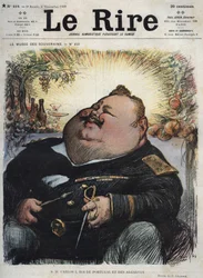 Charles Ier roi du Portugal (1863-1908) - Carlos Ier roi du Portugal et des Algarves - Caricature par Charles Léandre (1862-1934) dans « Le Rire » du 8 novembre
