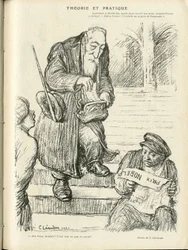 Illustration de Charles Léandre (1862-1934) dans Le Rire, 31/12/21 - Théorie et pratique - Prix Nobel - Lénine, France Anatole