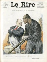 Illustration de Charles Leandre pour la couverture de Le Rire, 23/12/22 - Noël Noël - Président de la République - Poincaré Raymond, Mussolini Benito, Tamer