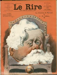 Illustration de Charles Léandre (1862-1934) pour la couverture de Le Rire, No. 149, 09/12/05 - Président de la République, Fauteuil (symbole du pouvoir) - Fallières Armand (1841-1931)