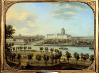 Les Invalides vues du Cours la Reine à Paris Peinture de Charles Grevenbrock (? -1758). 1738. 0,69 x 0,9 m Paris, Musée Carnavalet