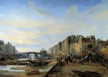 Pont Marie et port Saint-Paul vers 1825. Vue de Paris